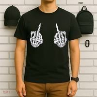 Skeleton Hand Halloween Bones Middle Finger Skull T-Shirt thumb 6