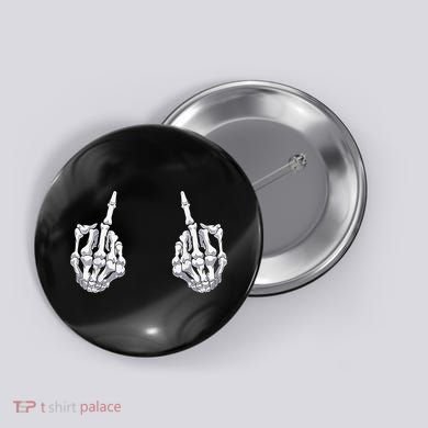 Skeleton Hand Halloween Bones Middle Finger Skull Button