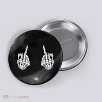 Skeleton Hand Halloween Bones Middle Finger Skull Button thumb 0