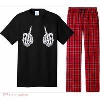 Skeleton Hand Halloween Bones Middle Finger Skull Pajama Set thumb 0