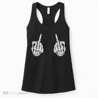Skeleton Hand Halloween Bones Middle Finger Skull Women's Tank Top thumb 0