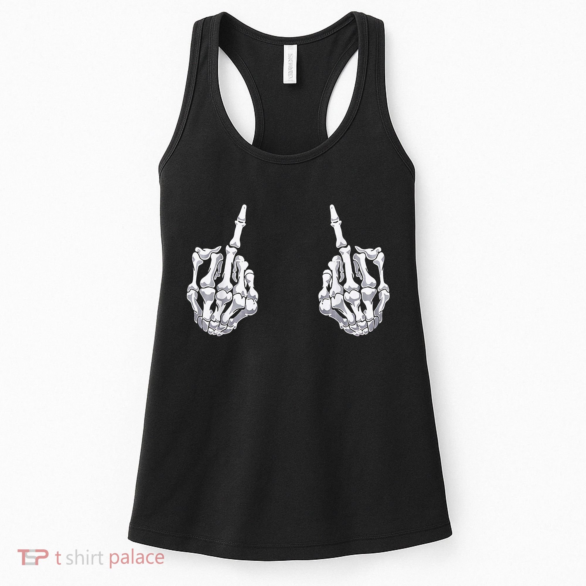 Skeleton Hand Halloween Bones Middle Finger Skull Women's Tank Top