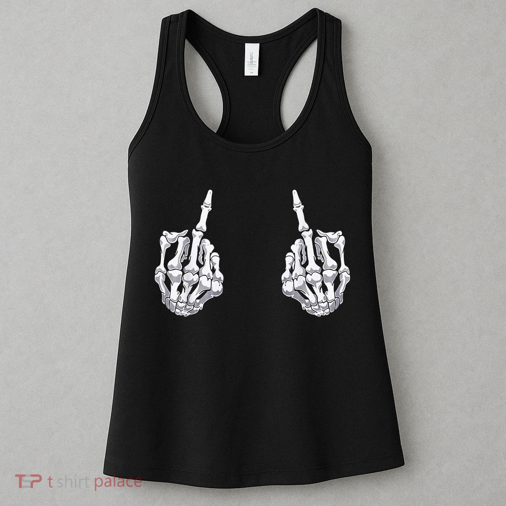 Skeleton Hand Halloween Bones Middle Finger Skull Women's Tank Top