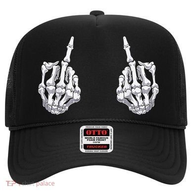Skeleton Hand Halloween Bones Middle Finger Skull Hat