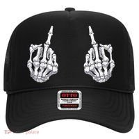 Skeleton Hand Halloween Bones Middle Finger Skull Hat thumb 0