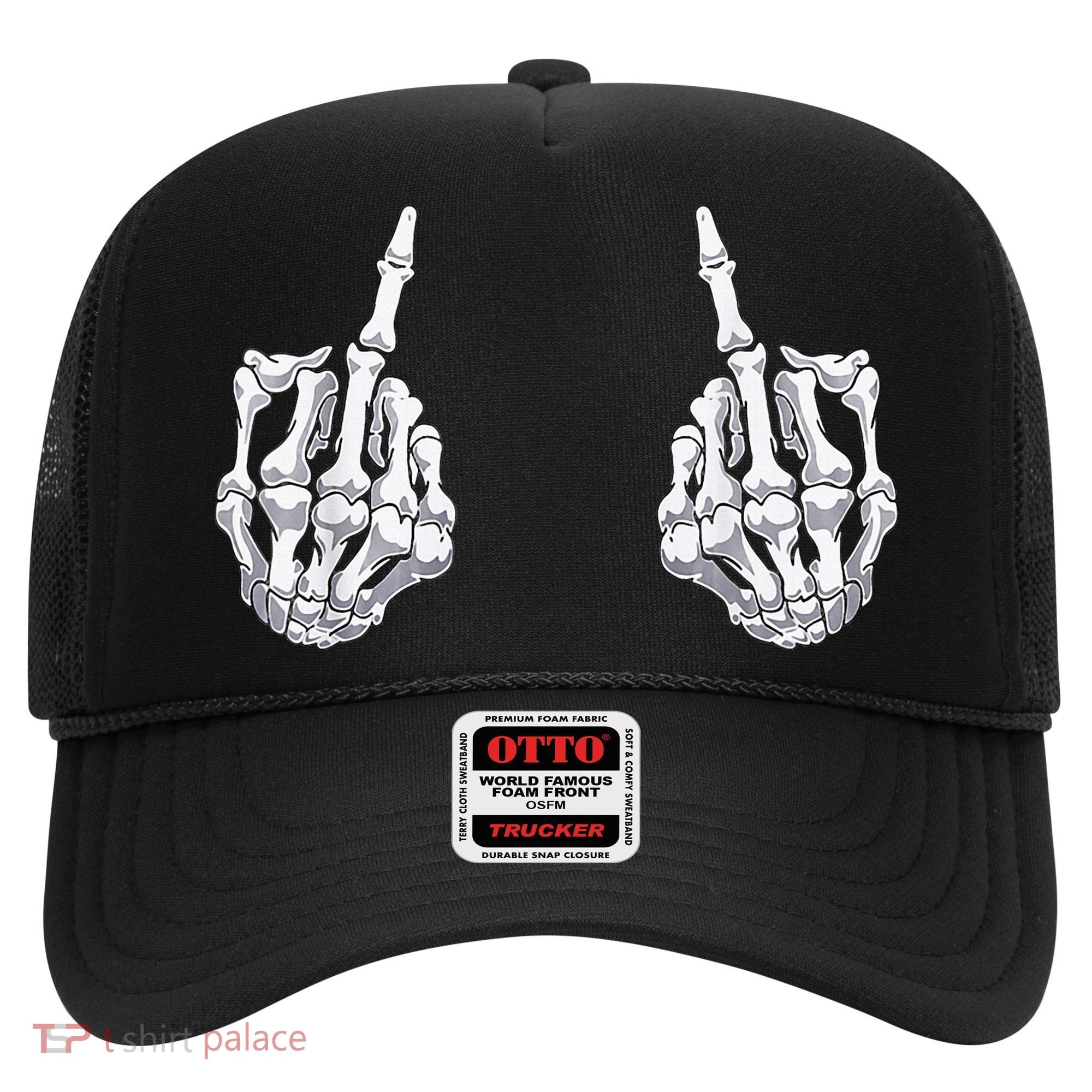 Skeleton Hand Halloween Bones Middle Finger Skull Hat