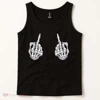 Skeleton Hand Halloween Bones Middle Finger Skull Tank Top thumb 2