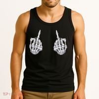 Skeleton Hand Halloween Bones Middle Finger Skull Tank Top thumb 3