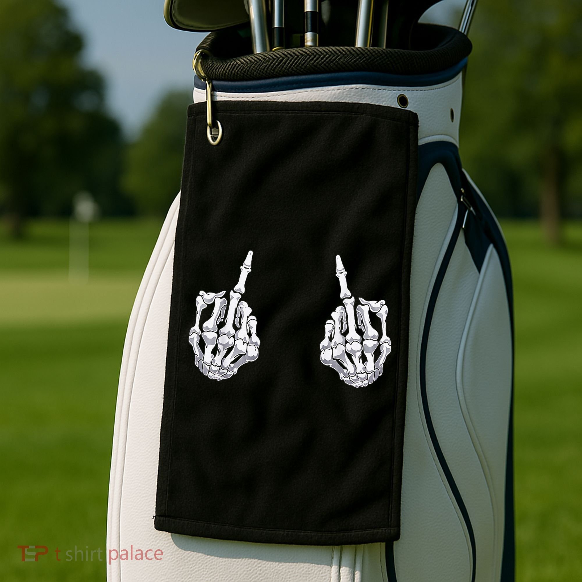 Skeleton Hand Halloween Bones Middle Finger Skull Golf Towel