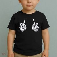 Skeleton Hand Halloween Bones Middle Finger Skull Toddler T-Shirt thumb 2