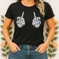 Skeleton Hand Halloween Bones Middle Finger Skull Women's T-Shirt thumb 2