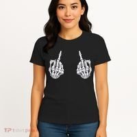 Skeleton Hand Halloween Bones Middle Finger Skull Women's T-Shirt thumb 4