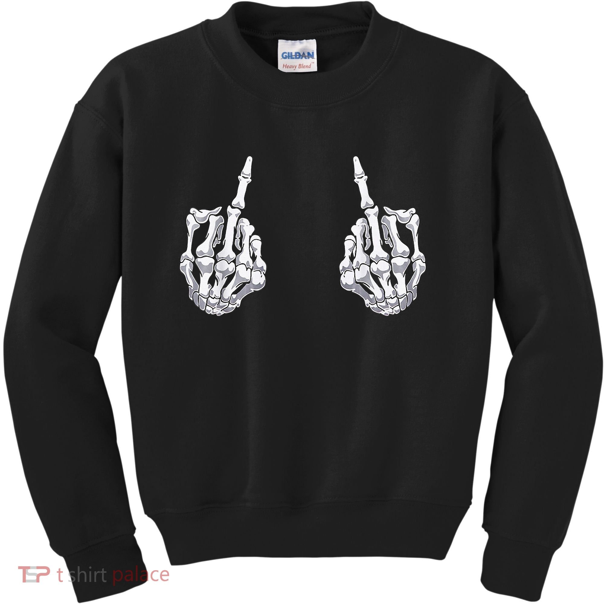Skeleton Hand Halloween Bones Middle Finger Skull Kids Sweatshirt