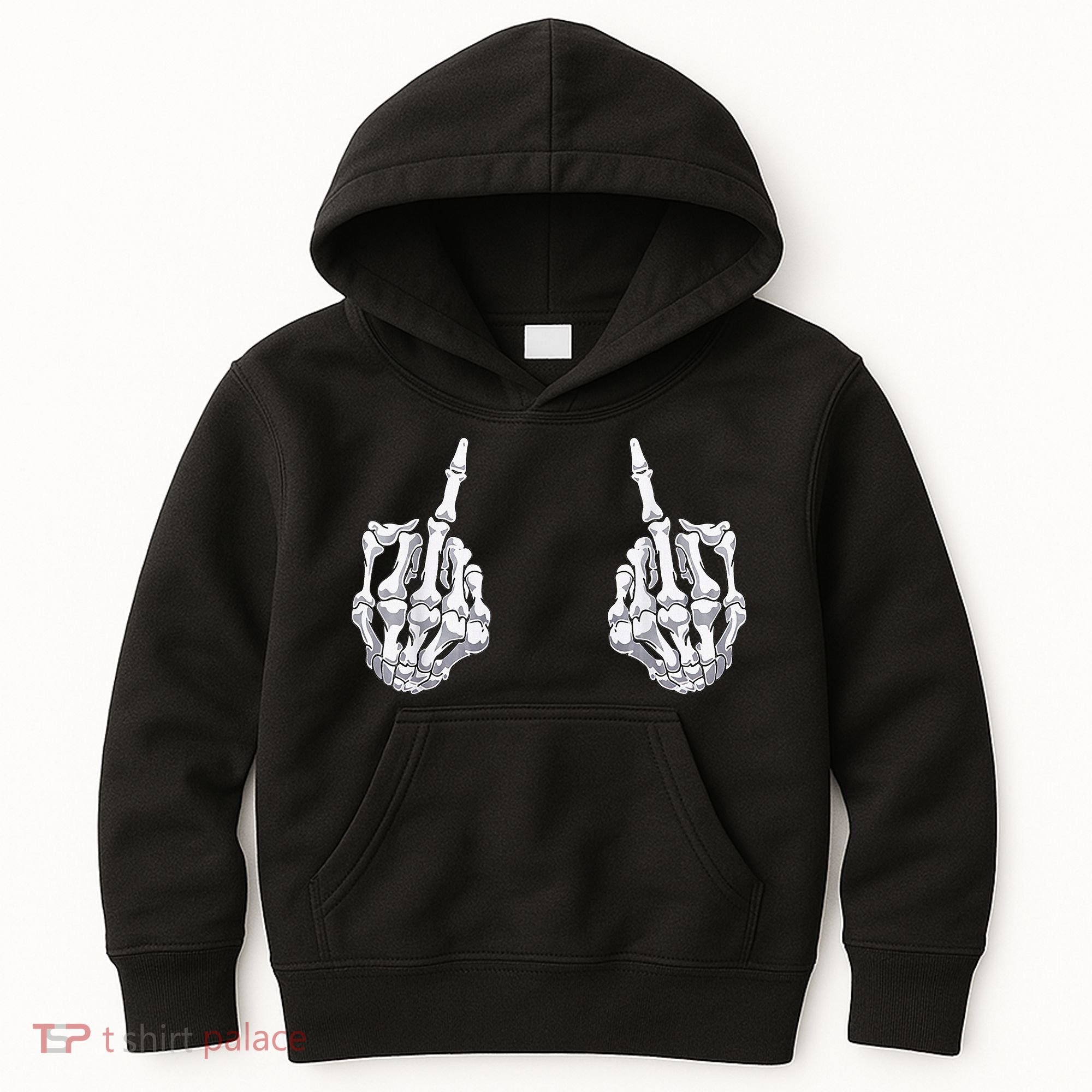 Skeleton Hand Halloween Bones Middle Finger Skull Kids Hoodie