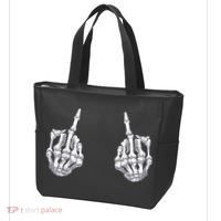 Skeleton Hand Halloween Bones Middle Finger Skull Tote Bag thumb 3
