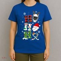 Santa Ho Ho Ho Hockey Christmas Holiday Plaid Xmas Hockey Gift T-Shirt thumb 4
