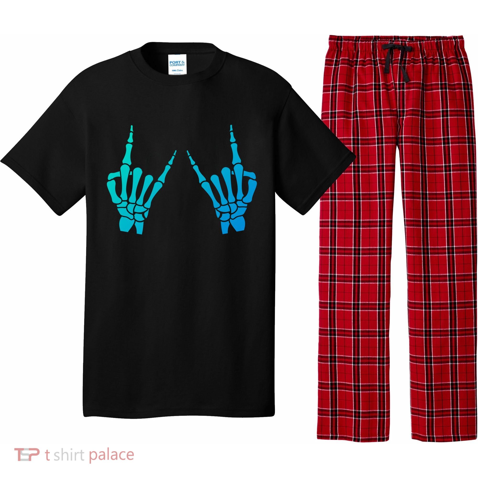 Skeleton Hand Horns Rock On Heavy Metal Rock N Roll Gift Pajama Set