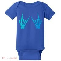 Skeleton Hand Horns Rock On Heavy Metal Rock N Roll Gift Baby Bodysuit thumb 0