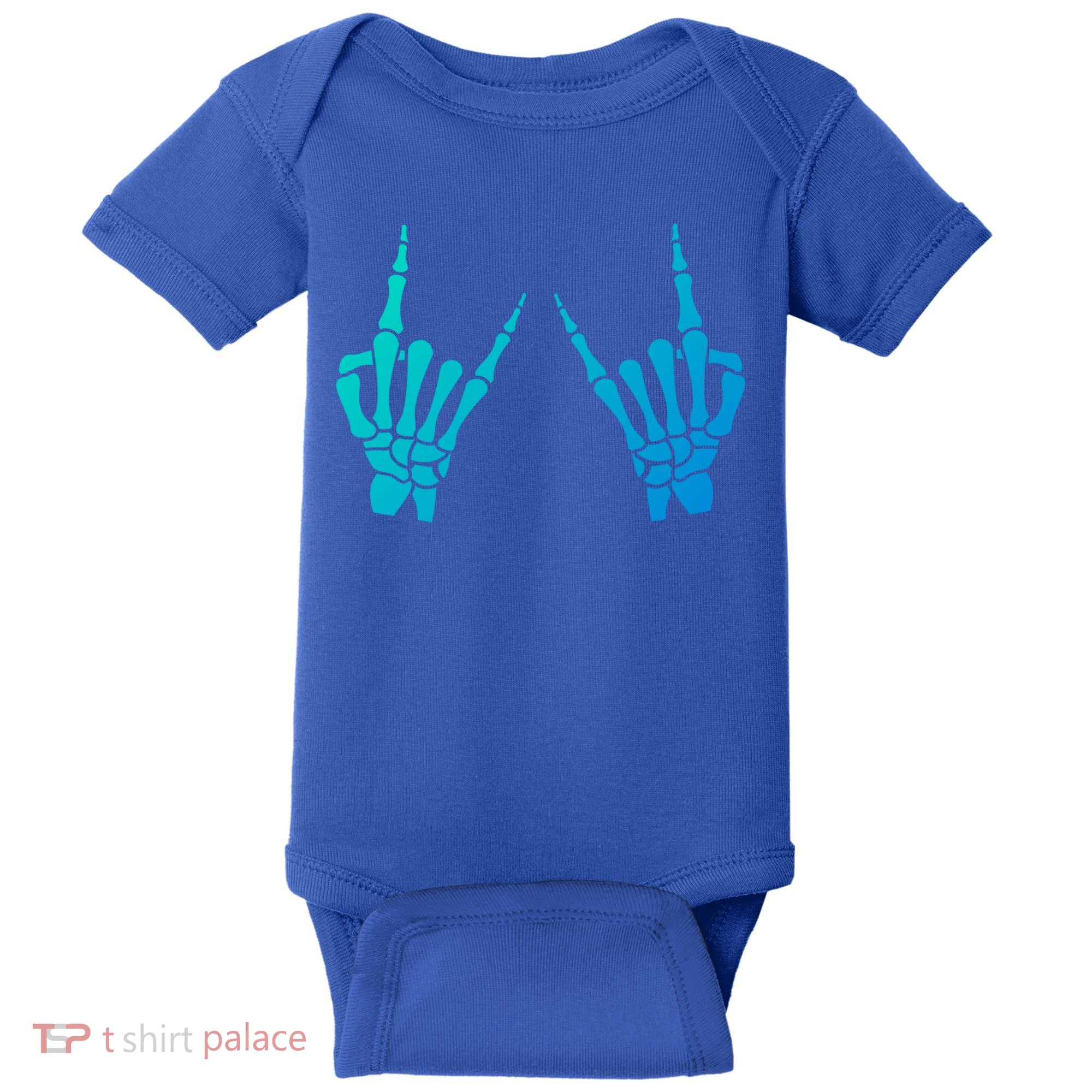Skeleton Hand Horns Rock On Heavy Metal Rock N Roll Gift Baby Bodysuit