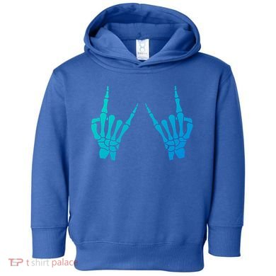 Skeleton Hand Horns Rock On Heavy Metal Rock N Roll Gift Toddler Hoodie