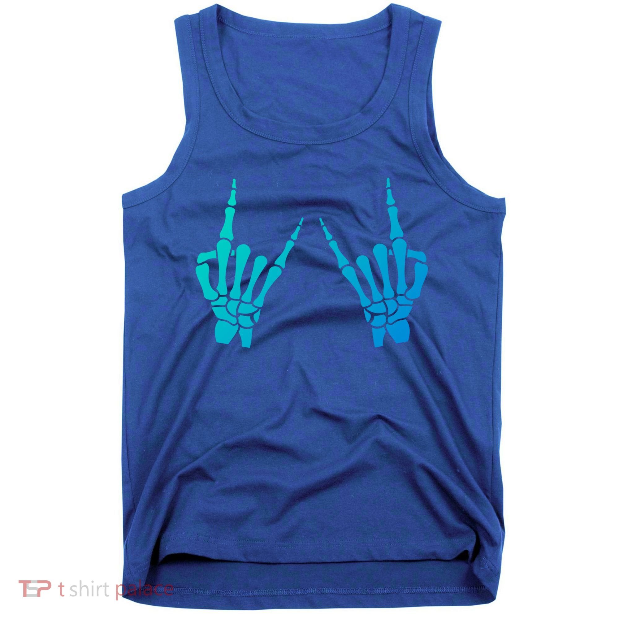 Skeleton Hand Horns Rock On Heavy Metal Rock N Roll Gift Tank Top