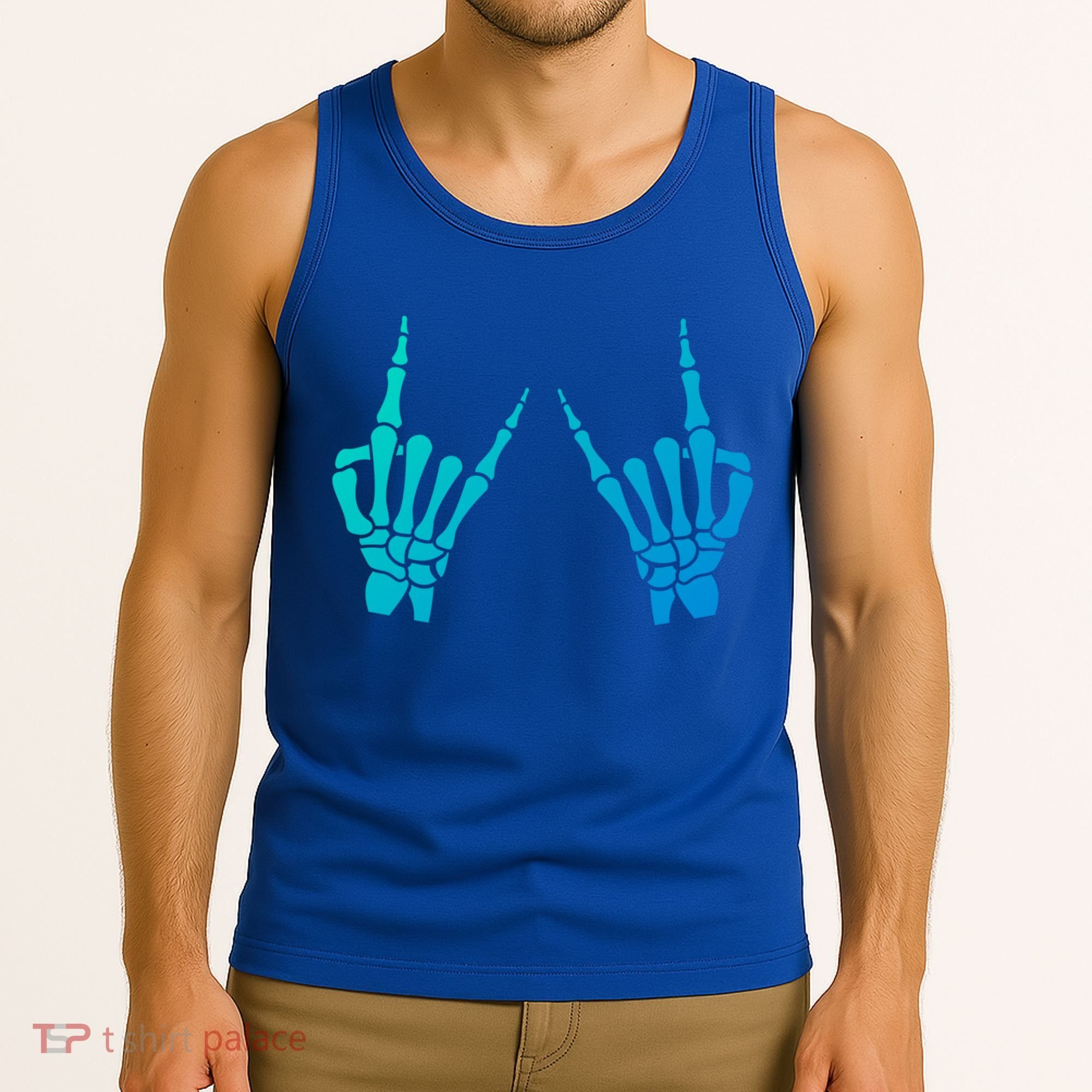 Skeleton Hand Horns Rock On Heavy Metal Rock N Roll Gift Tank Top