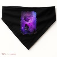 Spooky Halloween Haunted House Bats & Blood Moon Scene USA-Made Doggie Bandana thumb 0