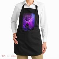 Spooky Halloween Haunted House Bats & Blood Moon Scene Apron thumb 2
