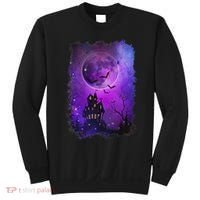 Spooky Halloween Haunted House Bats & Blood Moon Scene Sweatshirt thumb 0