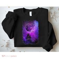 Spooky Halloween Haunted House Bats & Blood Moon Scene Sweatshirt thumb 2