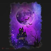 Spooky Halloween Haunted House Bats & Blood Moon Scene Sweatshirt thumb 3