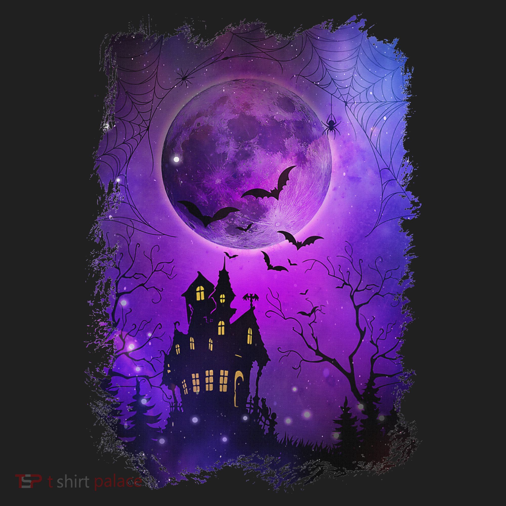 Spooky Halloween Haunted House Bats & Blood Moon Scene Beanie