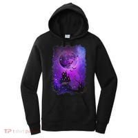 Spooky Halloween Haunted House Bats & Blood Moon Scene Women's Hoodie thumb 0