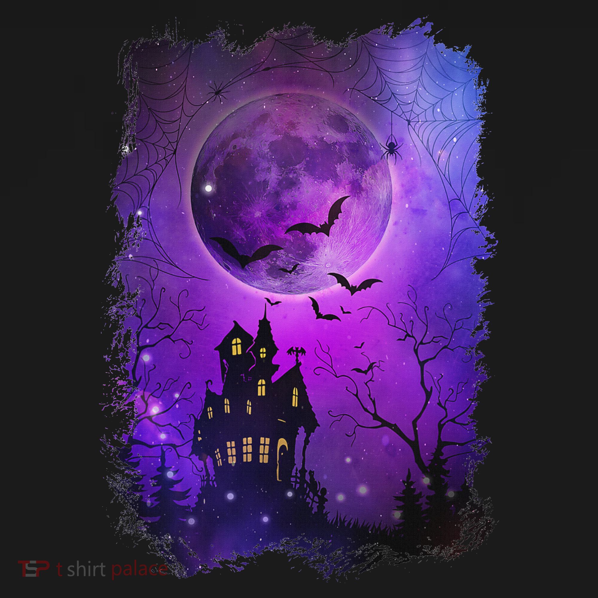 Spooky Halloween Haunted House Bats & Blood Moon Scene Women's Hoodie