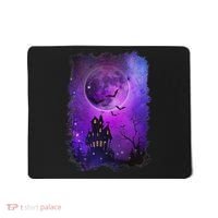 Spooky Halloween Haunted House Bats & Blood Moon Scene Mousepad thumb 0
