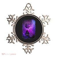 Spooky Halloween Haunted House Bats & Blood Moon Scene Ornament thumb 0