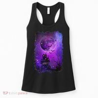 Spooky Halloween Haunted House Bats & Blood Moon Scene Women's Tank Top thumb 0