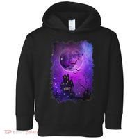 Spooky Halloween Haunted House Bats & Blood Moon Scene Toddler Hoodie thumb 0
