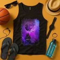 Spooky Halloween Haunted House Bats & Blood Moon Scene Tank Top thumb 4