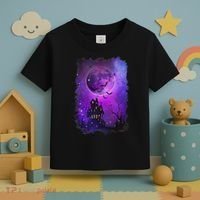 Spooky Halloween Haunted House Bats & Blood Moon Scene Toddler T-Shirt thumb 3