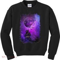 Spooky Halloween Haunted House Bats & Blood Moon Scene Kids Sweatshirt thumb 0
