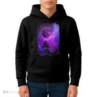 Spooky Halloween Haunted House Bats & Blood Moon Scene Kids Hoodie thumb 4
