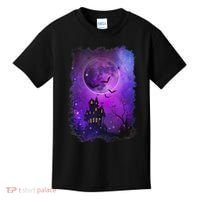 Spooky Halloween Haunted House Bats & Blood Moon Scene Kids T-Shirt thumb 0