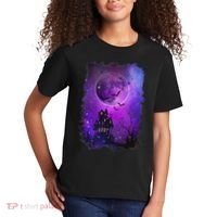 Spooky Halloween Haunted House Bats & Blood Moon Scene Kids T-Shirt thumb 2