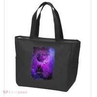Spooky Halloween Haunted House Bats & Blood Moon Scene Tote Bag thumb 3