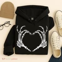 Skeleton Hand Heart Halloween Funny Bones Love Hoodie thumb 4