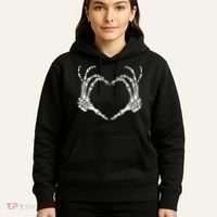 Skeleton Hand Heart Halloween Funny Bones Love Hoodie thumb 5
