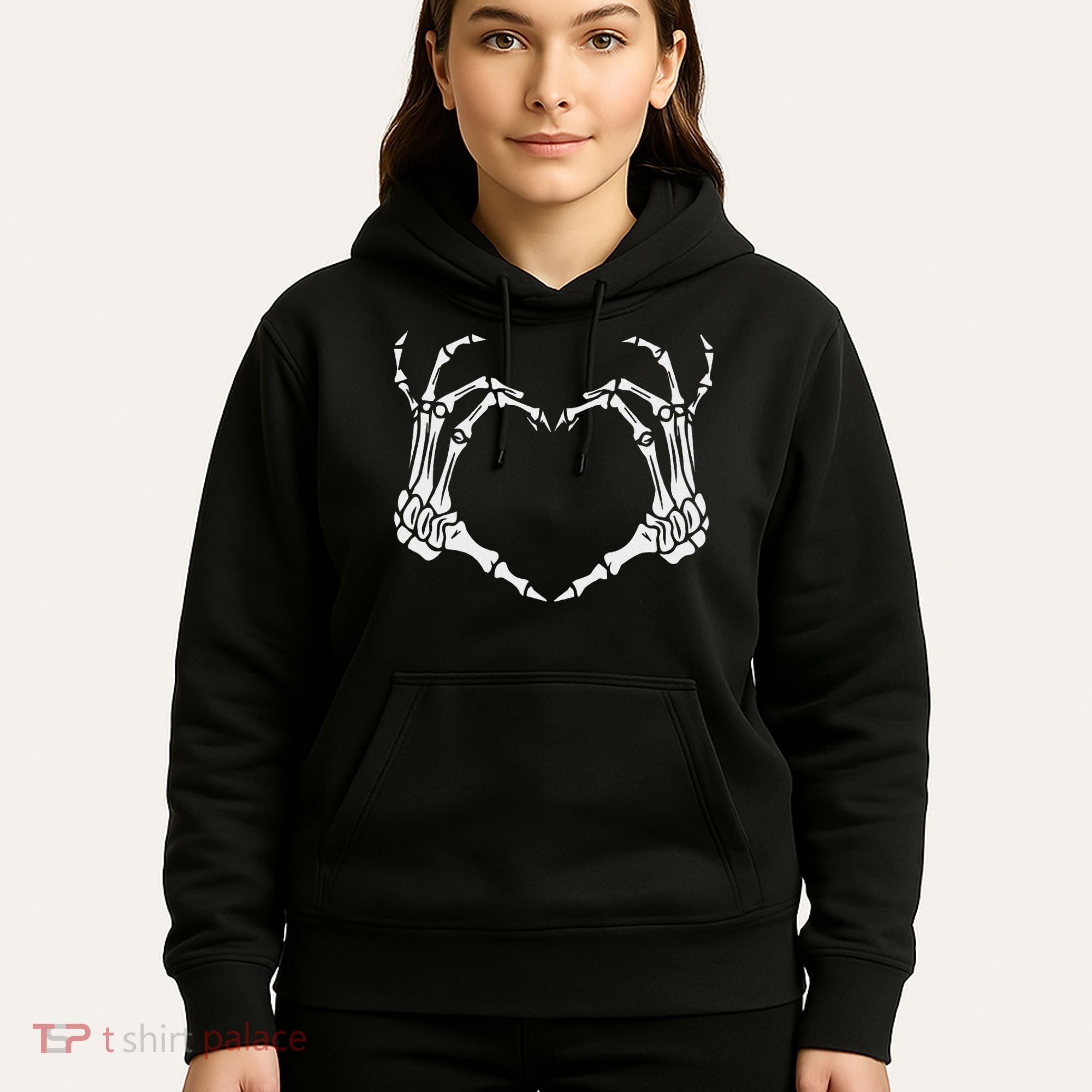 Skeleton Hand Heart Halloween Funny Bones Love Hoodie