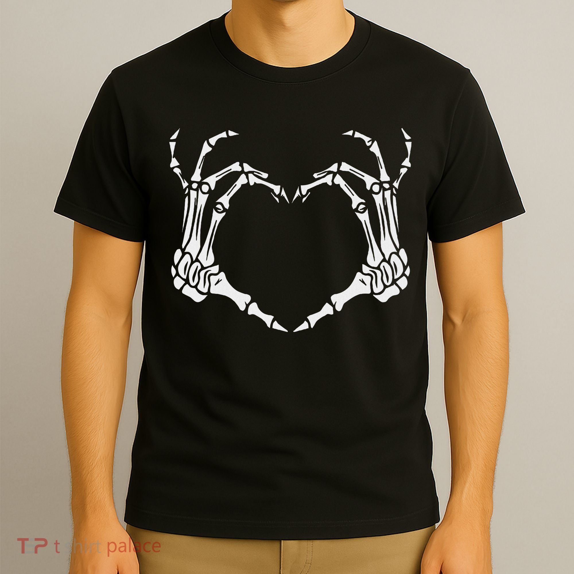 Skeleton Hand Heart Halloween Funny Bones Love T-Shirt
