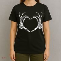 Skeleton Hand Heart Halloween Funny Bones Love T-Shirt thumb 4